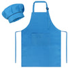 SUNLAND Kids Apron And Hat Set Children Chef Apron For Cooking Baking Painting (Blue, M)