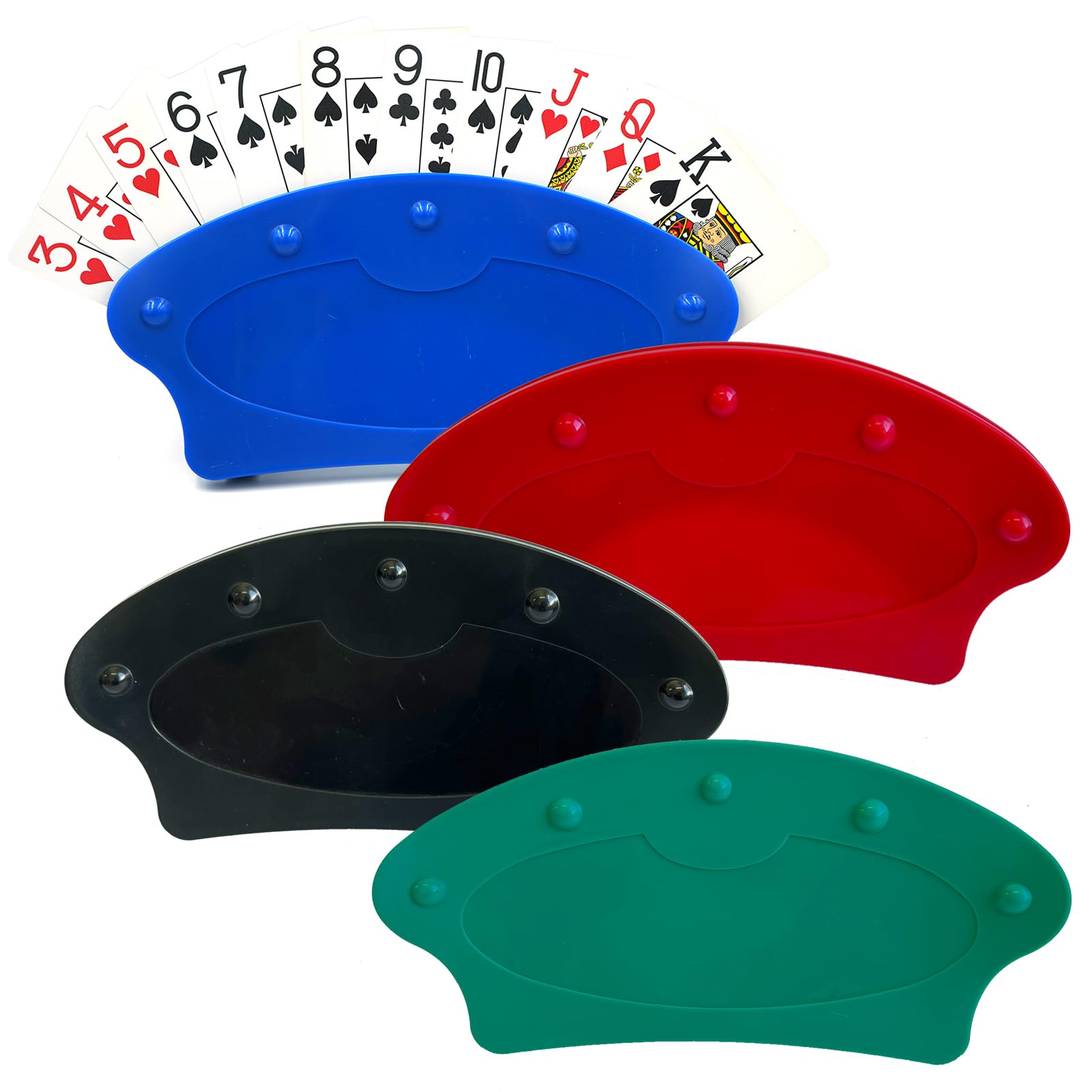 Seetooogames Card Holders For Playing Cards - Canasta Playing Card Games Holder For Kids Seniors - 4 Pack Mixed
