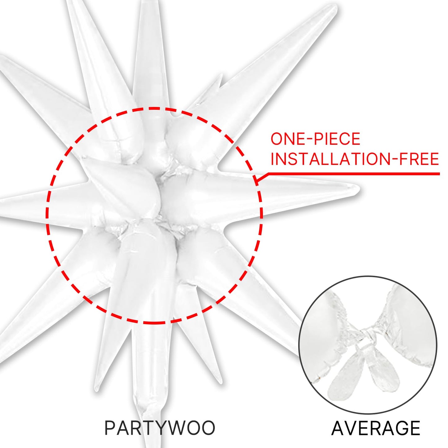 Partywoo White Balloons, 110 Pcs 22 Inch Star Balloons And White Balloons Different Sizes Pack Of 18 Inch 12 Inch 10 Inch 5 Inch For Balloon Garland Or Arch As Birthday Decorations, Party Decorations