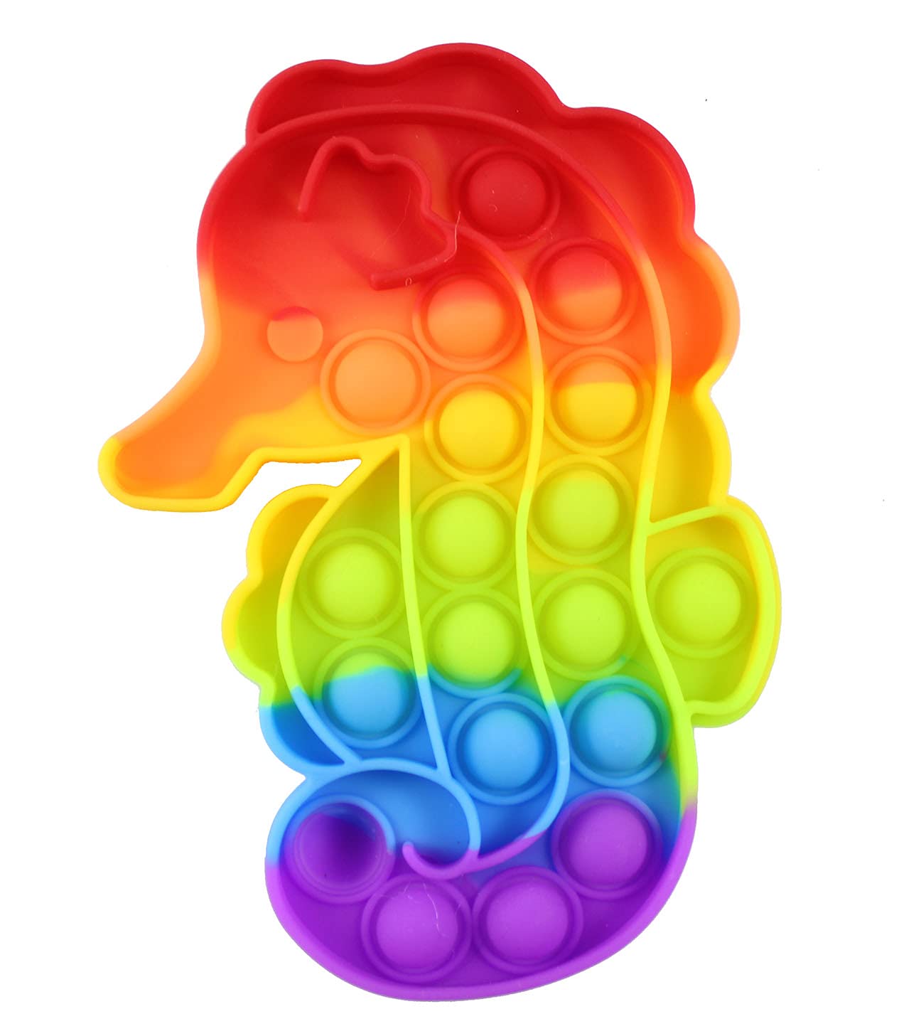 Rainbow Seahorse Bubble Pop Fidget Toy - Ocean Sea Animal Silicone Push Poke Bubble Wrap Fidget Toy - Pop The Bubbles Down Then