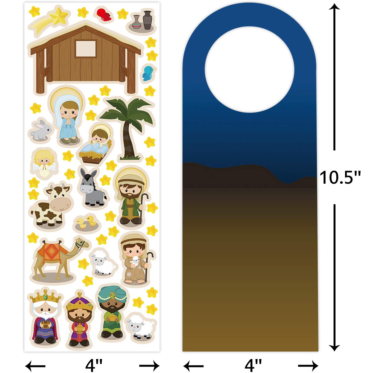 Ceiba Tree Nativity Stickers Make A Nativity Scene Sticker Door Nob Hangers For Vbs Classroom Craft Kit Christmas Ornament Holid