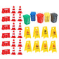 TOYANDONA 31Pcs Road Signs for Kids, Miniature Plastic Traffic Cones Mini Barrel Roadblocks Toys Set Educational Playset Pieces 