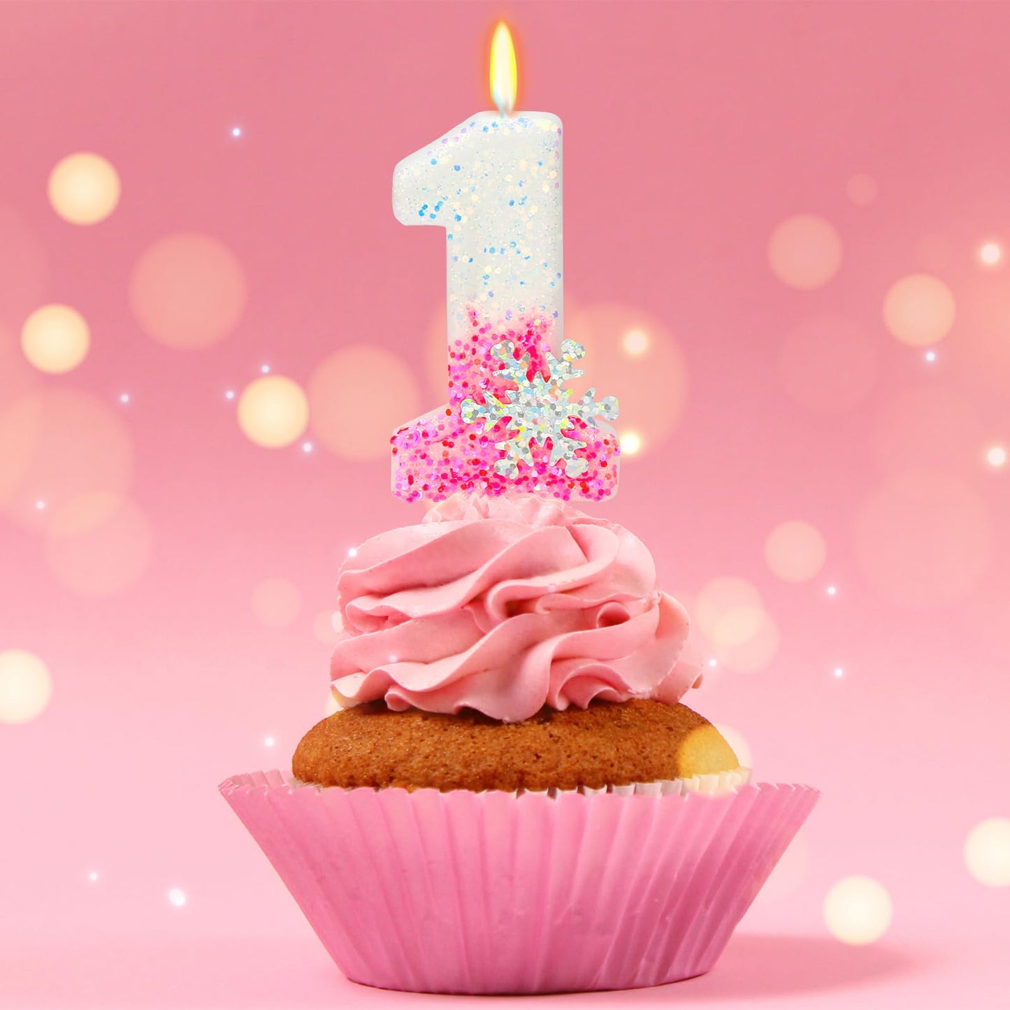 Frozen Themed Birthday Candles, Number 1 Snow Birthday Candle for Party Supplies, Frozen Birthday Party Supplies, 2.76 inch 1st