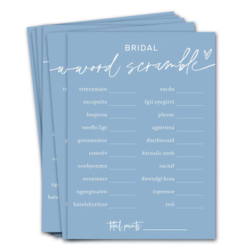 Bridal Shower Games Cards, Bridal Word Scramble, 25 Game Cards With 1 Answer Card, Engagement Party Wedding Games For Guests, Mi