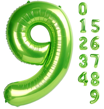 Light Green Number 9 Balloon 40 Inch, Large Foil Mylar Balloons Decorations For 9 19 29 99 Birthday Party, Jungle Theme Decorati
