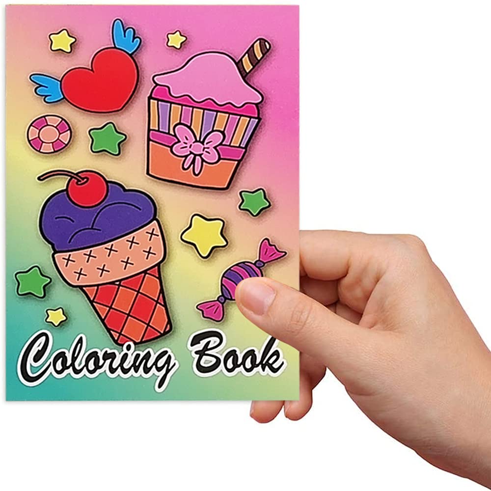 ArtCreativity 12 pcs 5  x 7  Mini Ice Cream Coloring Books for Kids - Summer Dessert-Themed Bulk Activity Set - Party Favors, Tr