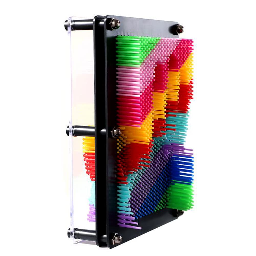 Sharkwill 3D Pin Art Sensory Toy Rainbow Needles Fidget Palm Board Extra Large(6 X 8 Inches) Arouse Sense Of Imagination Innovative Boundless Creativity
