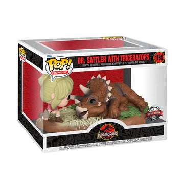 Dr. Sattler Funko Jurassic Park POP! Moment Vinyl Figurine with Triceratops Special Edition 9 cm