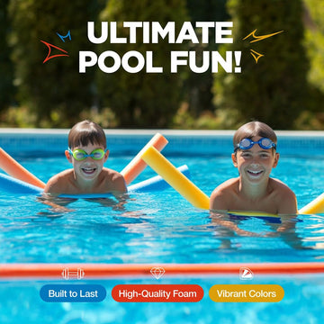 Play22 Pool Noodles Foam 6 Pack - Soft Large Rainbow Foam Noodle Tube, 6 Colors Bulk Swim Noodles, Multi-Purpose, Pool Toy, Floa
