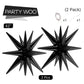 Partywoo Black Star Balloons, 2 Pcs 42 Inch Large 14-Pointed Starburst Balloons, One-Piece Star Explosion Balloons With Ribbon, Point Star Foil Balloons, Mylar Balloons For Birthday Party Decorations