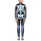Remimi Halloween Skeleton Costume For Girl Boys Scary Cosplay 3D Print Zip Up Back Outfit Bodysuit Blue Butterfly L