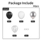 Black Silver Balloons, 60Pcs 12 Inch Black White Metallic Silver Balloons Set With Sliver Confetti Balloons Helium Latex Balloon