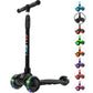 Allek Kick Scooter B03, Lean 'N Glide 3-Wheeled Push Scooter With Extra Wide Pu Light-Up Wheels, Any Height Adjustable Handlebar And Strong Thick Deck For Children From 3-12Yrs (Black)