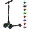 Allek Kick Scooter B03, Lean 'N Glide 3-Wheeled Push Scooter With Extra Wide Pu Light-Up Wheels, Any Height Adjustable Handlebar And Strong Thick Deck For Children From 3-12Yrs (Black)