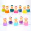 Merryheart Rainbow Peg Dolls For Toddlers, 12 Pcs Wooden Peg People Toys, Wooden People Pretend Play With Rainbow Stacking Toy, Preschool Wood Rainbow Friend Educational Toys