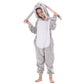 Lobujou Kids Onesie Costume For Boys Girls Halloween Animal Cosplay One Piece Flannel Hooded Gray Rabbit L