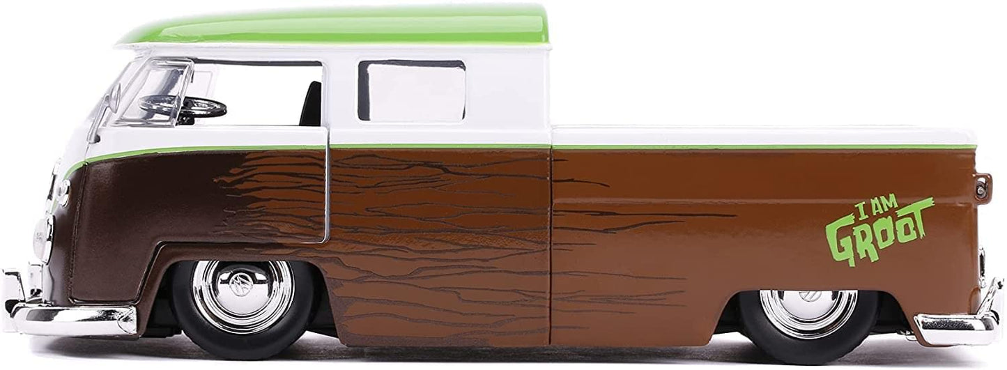 1963 Volkswagen Bus Pickup Truck With Groot Diecast Figurine ''Guardians Of The Galaxy'' ''Marvel'' Series 1/24 Diecast Model Ca