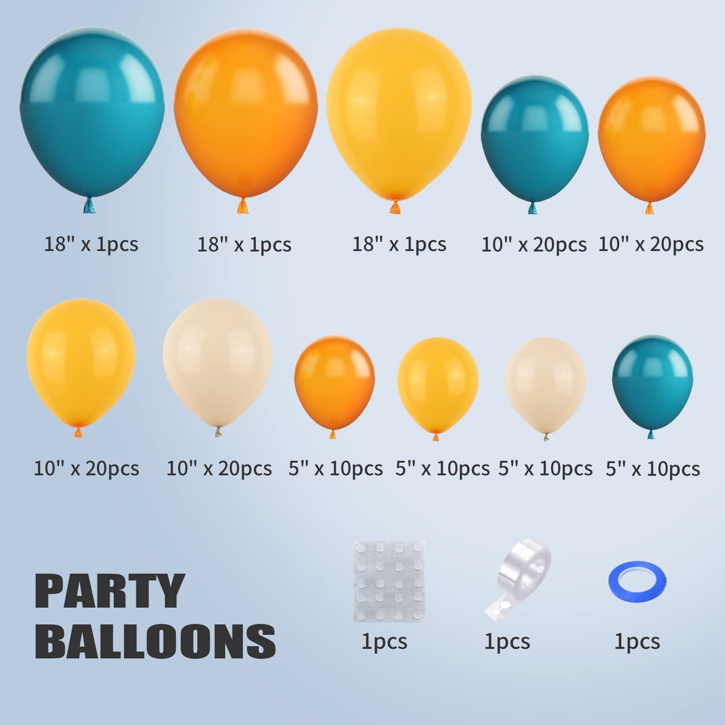 Yellow Orange Balloon Arch Kit, Blue Yellow Orange Balloon Arch Garland Kit With Lemon Yellow, Orange And Teal Blue Balloons, Ye
