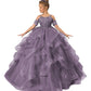 ZPVP Long Girls Pageant Dress Wisteria Flower Girl Dress Princess Ruffles Beaded Appliques Tulle Wedding Party Costumes US8