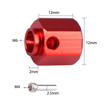 Aimrock Aluminum Hex Extended Wheel Hubs 12Mm Offset Spacers Upgrades For 1/10 Trx4 Trx6 Rc Crawler Truck (Red)