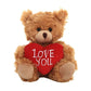 Plushland Stuffed Mocha Heart Bear – Love You- Plush Bear Toy For Kids & Adults - Embroidered Heart Pillow - Brown-6 Inches
