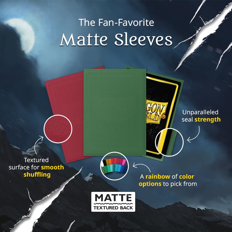 Dragon Shield | Standard Size Card Matte Sleeves | 100 CT - Smooth & Tough enhanced TCG Sleeves | Compatible with Pokemon  Flesh & Blood  One Piece & Magic The Gathering | Emerald