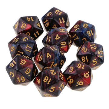 Yiotfandoll 10PCS Polyhedral Dice D20 Dice 20mm Acrylic 20 Sided Dice Game Dice for RPG MTG DND Dice Table Games (Red Blue)