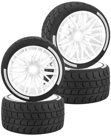 BRCatWPark RC Wheels and Tires for 1/7 Felony 6S BLX,RC Highway Wheel Rubber Tires,4PCS RC Drift Car Highway Tires Road Soft Tir
