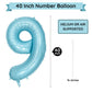 Paticool 40 Inch Blue Number Balloon 9, Large Light Blue Number Foil Mylar Balloons For Birthday Party Celebration Decorations S