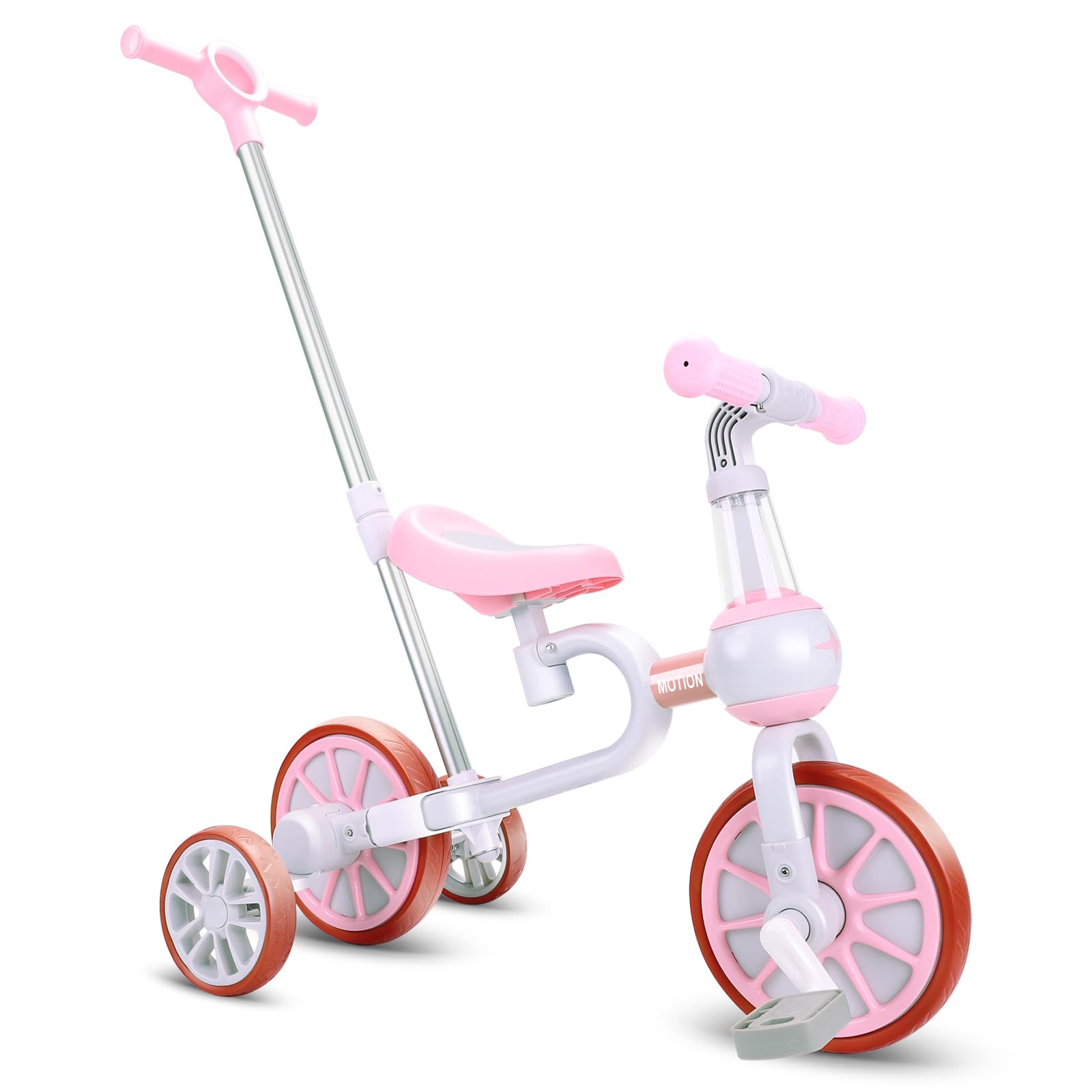 XIAPIA Kids Tricycles for 2-4 Years Old Girls with Detachable Pedal and Training Wheels, Push Bike for Toddlers 1-3, Riding Trik