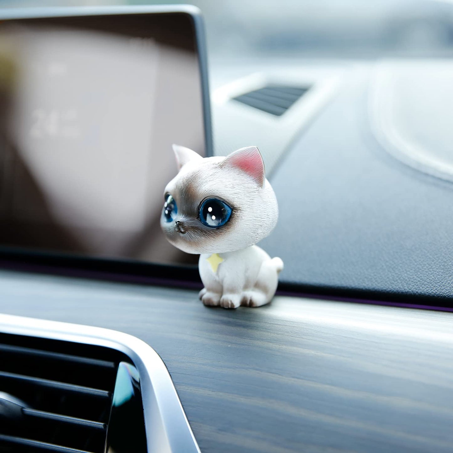 YGMONER Cat Bobblehead Ornament - Gray Resin Shake Head Decoration (Siamese) Model mgygs50269 for Car Dashboard