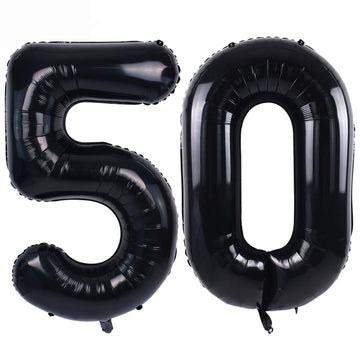 Toniful 40 Inch Black Large Numbers Balloon Birthday Party Decorations, Foil Mylar Big Number Balloon Digital 50 For 50Th Birthd