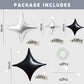 TONIFUL 30Pcs 26In&10In Star Balloons Black and Silver Four Pointed Foil Mini Star Mylar Balloons for Birthday Wedding Baby Show
