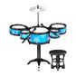 Bnf Simulation Kids Drum Toys Playset Jazz Drum Kits For Kids Boys Holiday Gifts Blue With Chair|Musical Instruments & Gear | Pe