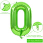 Toniful 40 Inch Large Green Numbers Balloons 0-9, Number 0 Digital 0 Helium Balloons, Foil Mylar Big Number Balloons For Birthda
