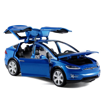 1/32 Model x Metal Die Casting Toy Car for 3 to 12 Year Old Boy Pull Back Car Toy with Sound and Lights (Blue)