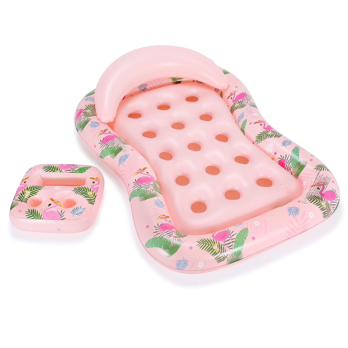 MoKo Inflatable Pool Floats mature-themed-Water Lounge with Detachable Headrest & Cup Holders Pool Lounger Float Raft Swimming Pool Floaties Toys for Party Lake Summer Beach Outdoor  Pink Flamingo