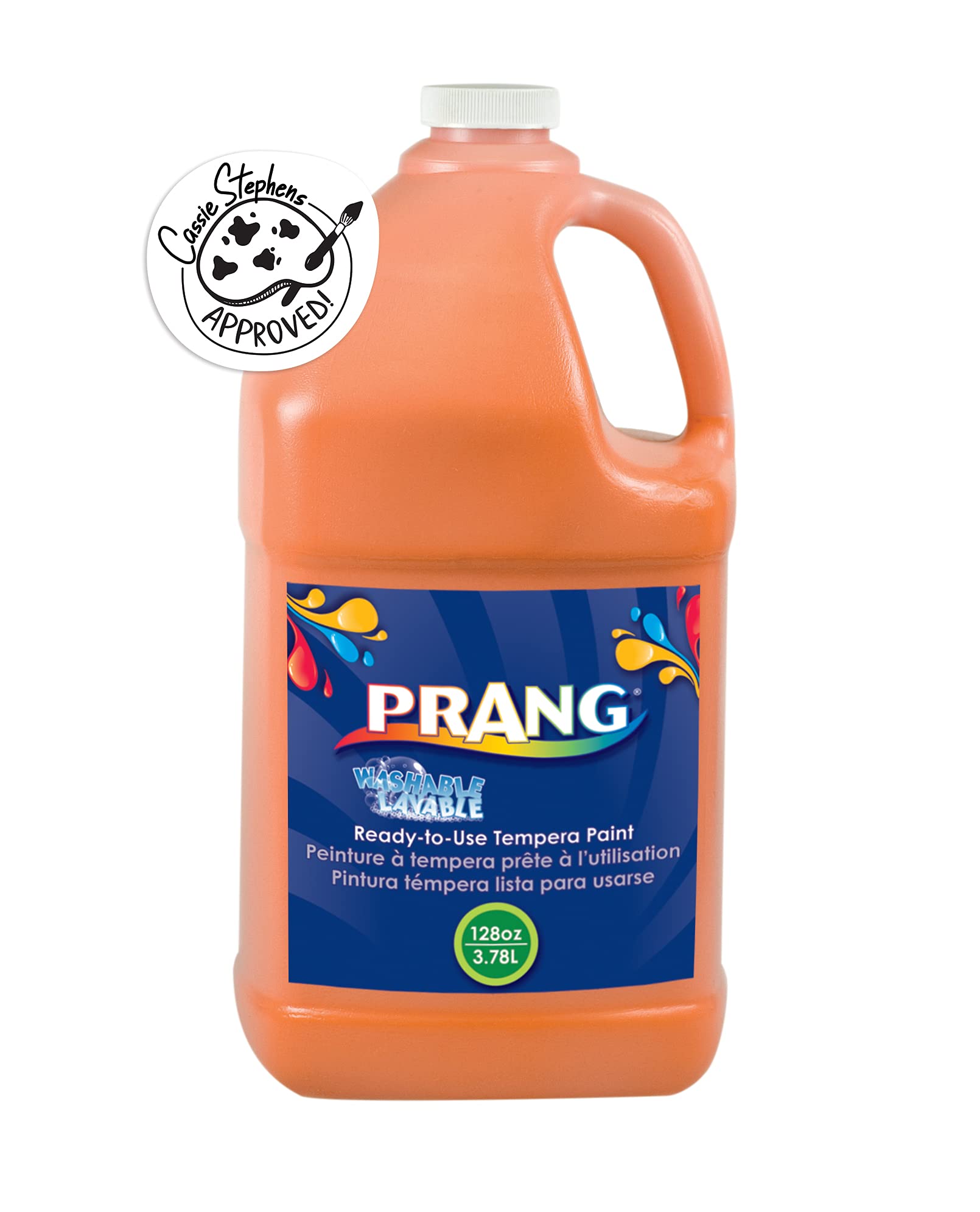 PRANG Ready-to-Use Washable Tempera Paint, 1 Gallon Bottle, Orange (10602)