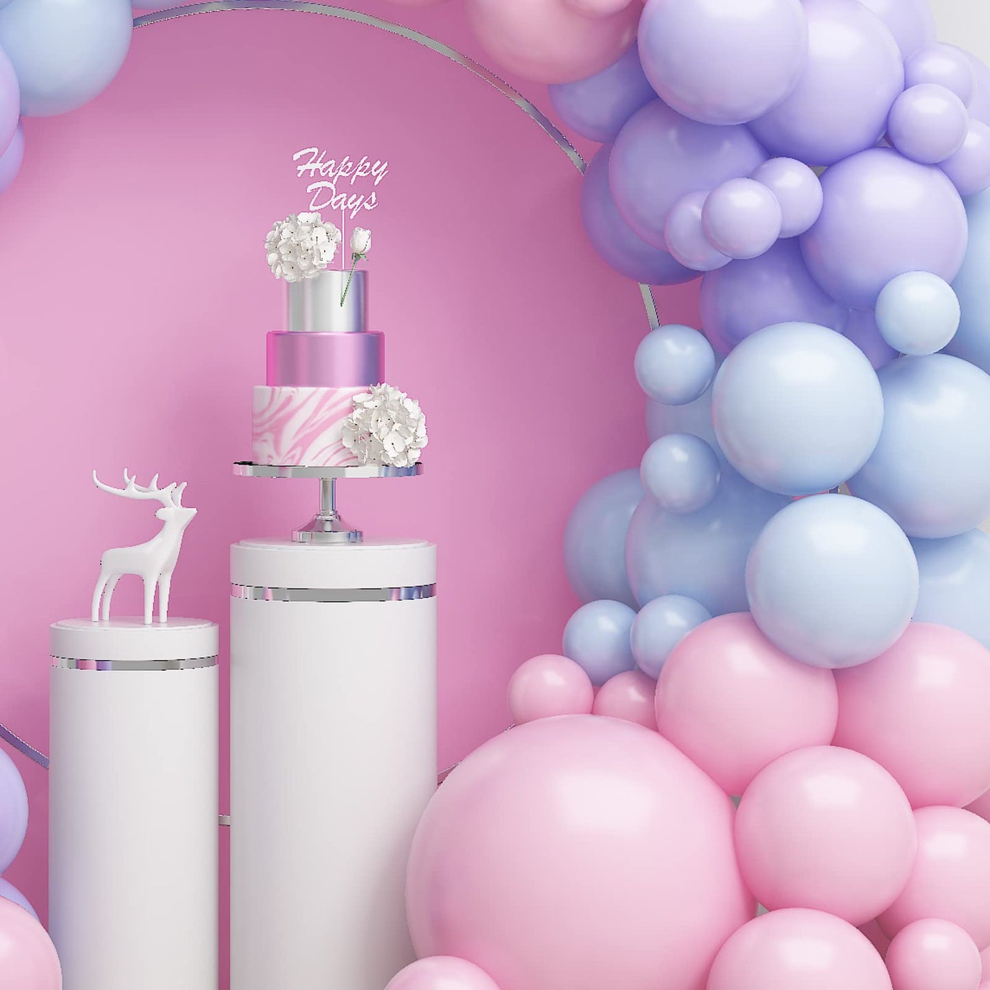 Pink Blue Balloon Garland Kit, Pink Blue Balloon Arch With Macaron Purple, Pink And Blue Party Balloons, Pink Blue Purple Balloo