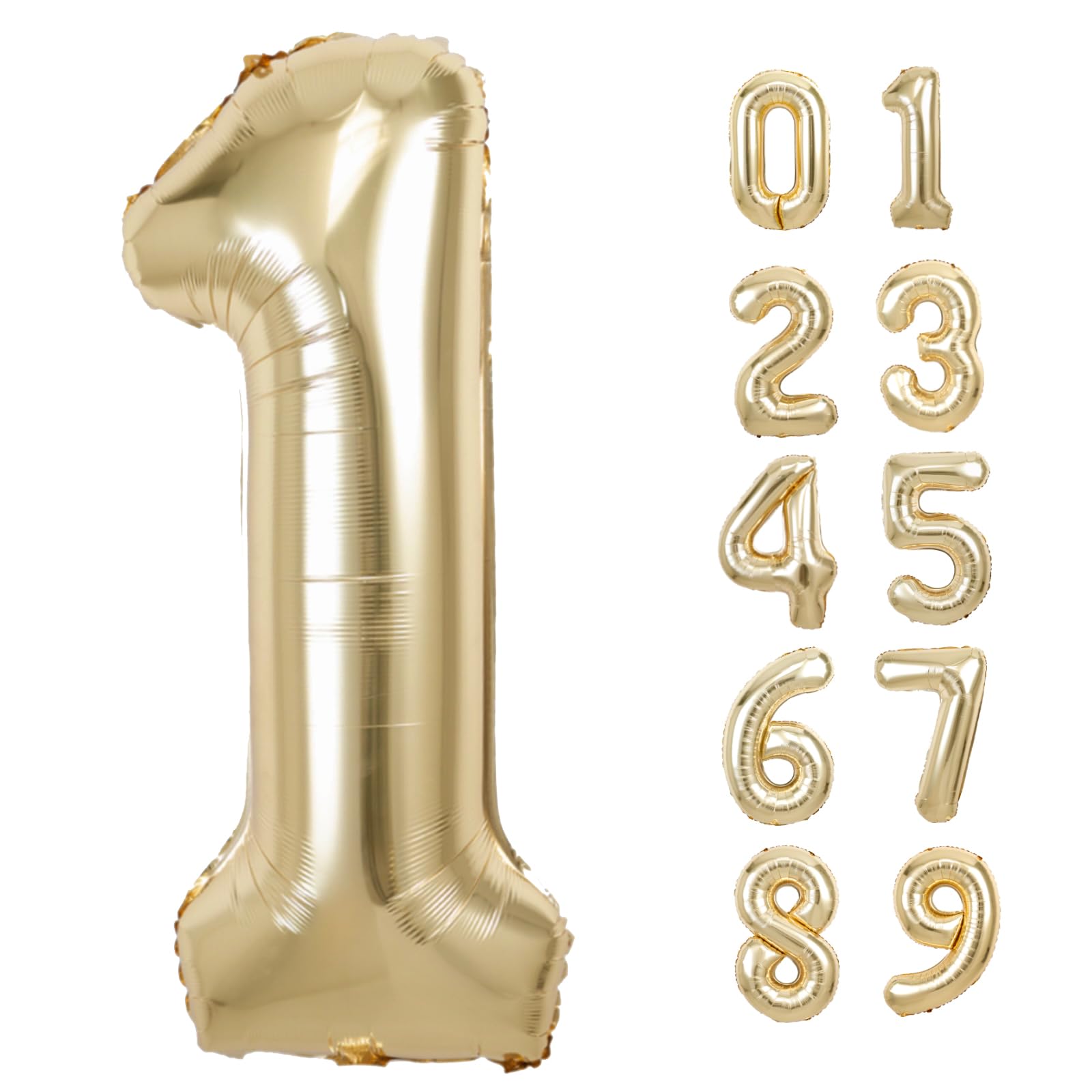 40 Inch Giant White Gold Number 1 Balloon, Helium Mylar Foil Number Balloons For Birthday Party, 1St Birthday Decorations For Ki
