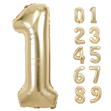 40 Inch Giant White Gold Number 1 Balloon, Helium Mylar Foil Number Balloons For Birthday Party, 1St Birthday Decorations For Ki
