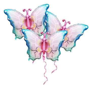 3 Pcs Butterfly Balloons Party Decorations Pink Blue Butterfly Foil Mylar Balloons Butterfly Themed Party For Wedding Baby Showe
