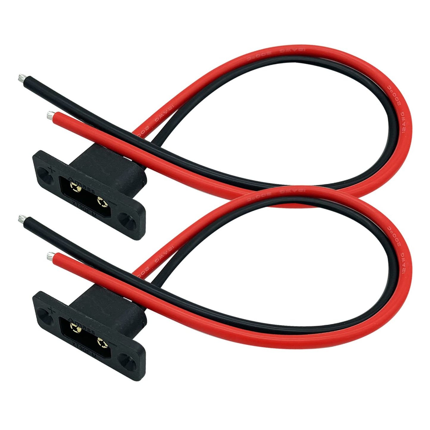 2Pcs Amass Xt90E-M Plug Male Battery Connector Mountable Pigtail Cable, Xt90 Panel Mount Connector With 30Cm Cable For Rc Lipo B