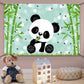 AWERT Polyester 6x3.6ft Cute Panda Backdrop Cartoon Panda Birthday Banner for Children Birthday Party Decorations Panda Birthday
