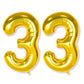 Flyloons 33 number Golden Foil Balloon 16 inch Size Birthday Decoration Items Pack of 2 | 33rd Year Balloons | Thirty Three