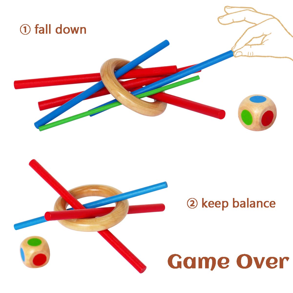 Figetget Keep It Steady Fun Family Games For Kids And Adults - Balance & Patience Training - Wooden Stick Toys For Creative Kids Games