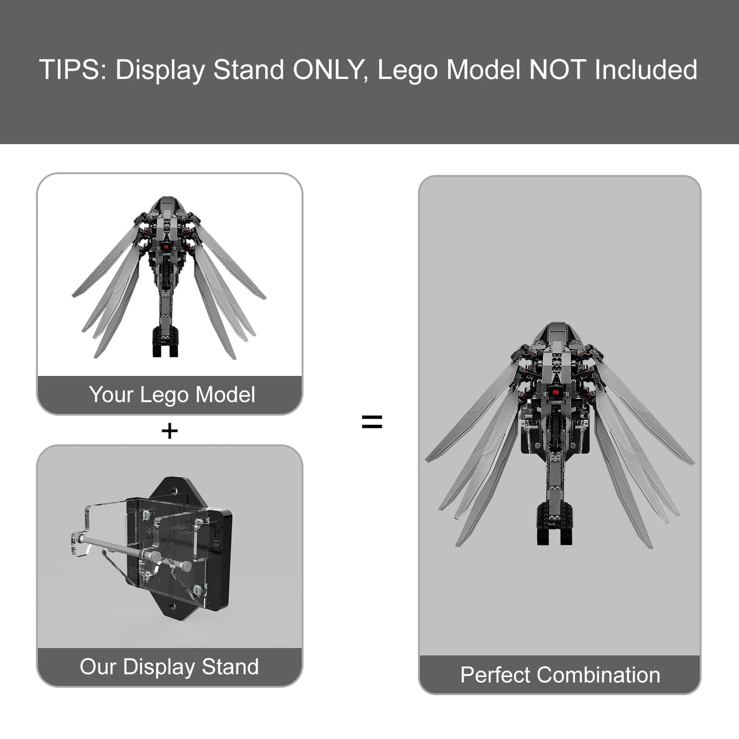 Naocard Acrylic Display Stand For Lego Dune Atreides Royal Ornithopter 10327- Wall-Mounted Display Holder For Dune Inspired Mode