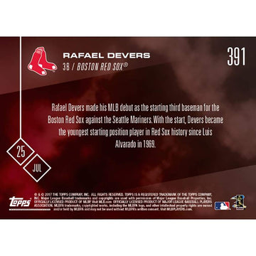 Mlb Boston Red Sox Rafael Devers #391 2017 Topps Now Trading Card
