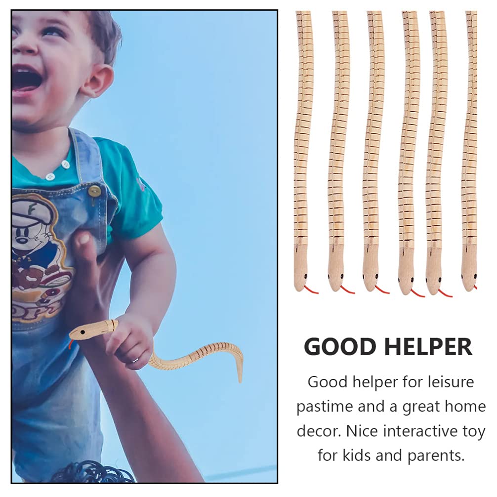 Unfinished Wooden Wiggly Snakes Toy: Jointed Flexible Wood Snake to Paint 6pcs Blank Animal Model for DIY Arts Crafts Birthday P