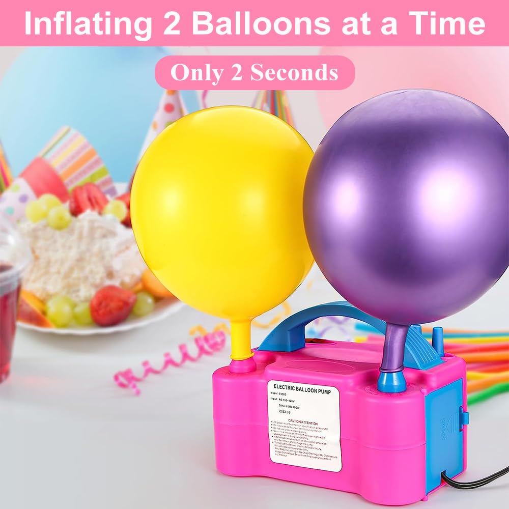 Electric Air Balloon Pump, Portable 110V 600W Dual Nozzle Electric Blower Air Pump Inflator For Decoration Party With Balloons,